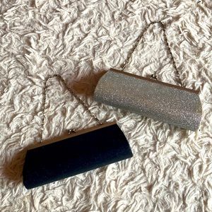 2 Glitter (Silver & Black) clutch purses 👛